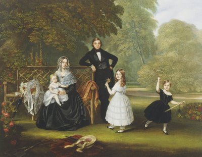 A Victorian Family in a Garden by Robert Langley